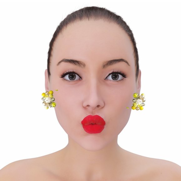 Japan Vintage Neon Cluster Clip Earrings. HOT! - Picture 2 of 16